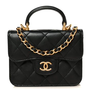 Chanel Lambskin Quilted Top Handle Flap