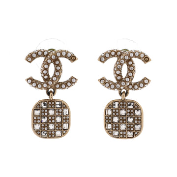 Chanel Cc Square Drop Earrings Metal