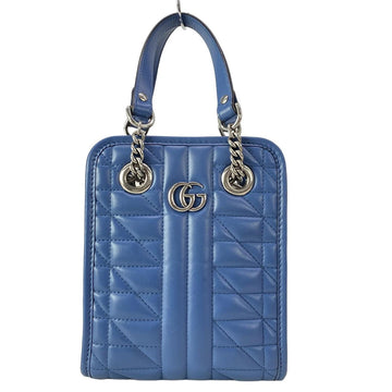 Gucci Gg Marmont Blue Leather Tote Bag