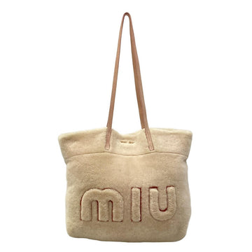 Miumiu Cream Pink Beige Mouton Tote Bag