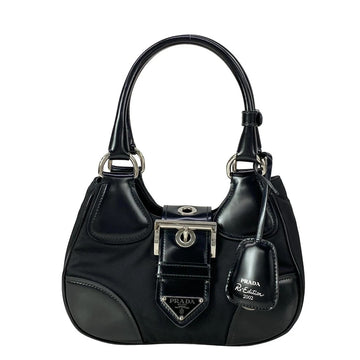 Prada Moon Handbag Black Nylon Leather