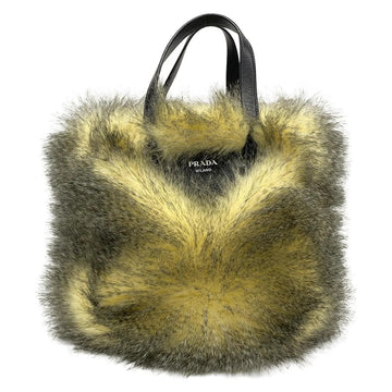 Prada Eco-Fur Bag Cream Black Fake Fur