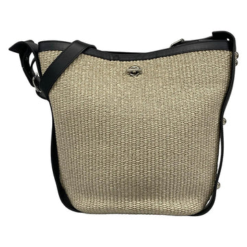Balenciaga Cream Black Raffia Leather