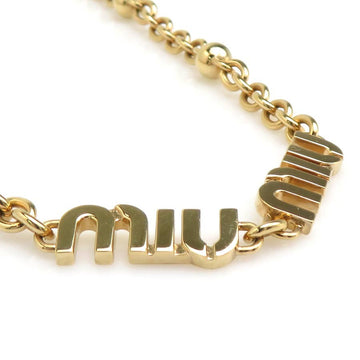 Miumiu Logo Necklace Gold Metal -