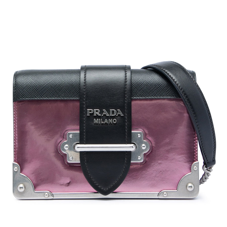 Prada Saffiano Trimmed Metallic Vitello