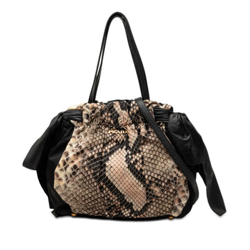 Prada Tessuto Print Bow Satchel Pre-