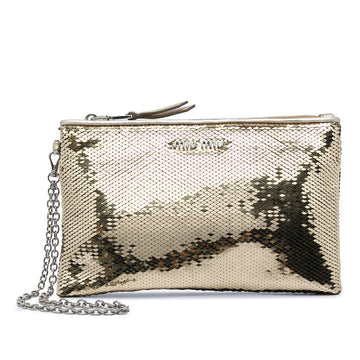 Miu Metallic Sequin Clutch Pre-