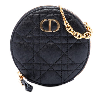 Dior Calfskin Cannage Round Caro Pouch