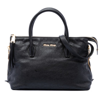 Miu Goatskin Madras Zip Satchel