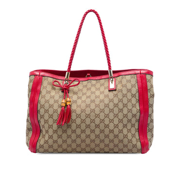 Gucci Gg Canvas Bella Tote Pre-Loved Red