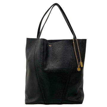 Chloe Spin Large Black Leather Tote Bag