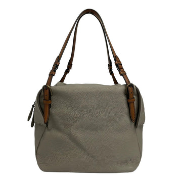 Bottega Veneta Beige Dark Brown Leather