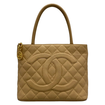 Chanel Caviar Medallion Tote Beige
