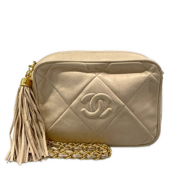 Chanel Beige Lambskin Shoulder Bag