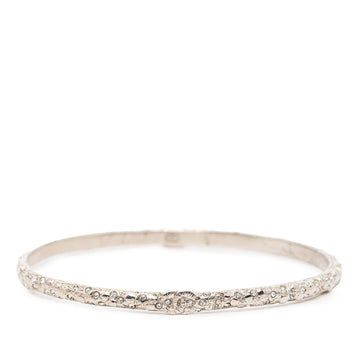 Chanel Cc Silver Plated Strass Bangle