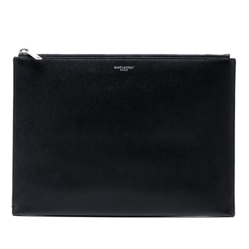 Saint Laurent Grained Leather Zip Clutch