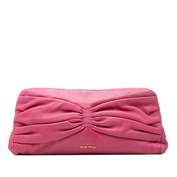 Miu Pleated Nappa Frame Clutch