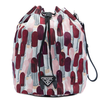 Prada Tessuto Lipstick Print Drawstring