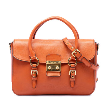 Miu Goatskin Madras Flap Satchel