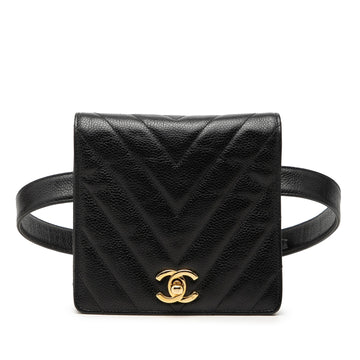 Chanel Cc Chevron Caviar Belt Bag Pre-