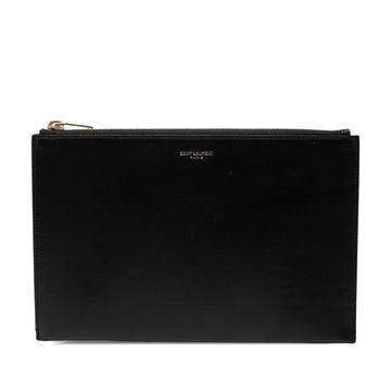 Saint Laurent Leather Zip Clutch Pre-