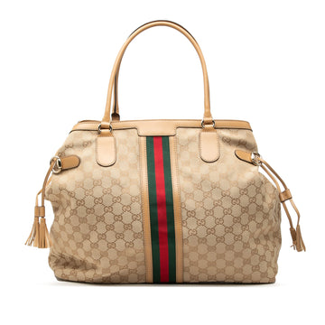 Gucci Gg Canvas Web Tassel Tote Pre-