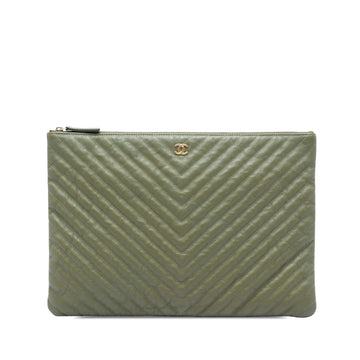 Chanel Large Cc Chevron Calfskin O Case