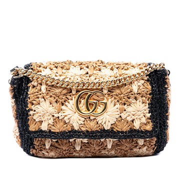 Gucci Small Gg Marmont Raffia Crossbody