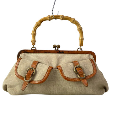 Miumiu Beige Brown Canvas Leather