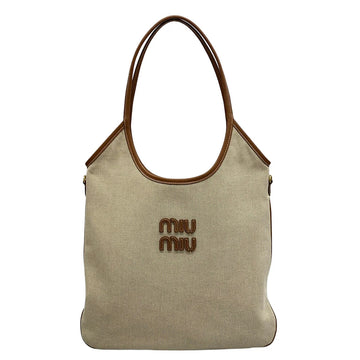 Miumiu Ivy Beige Brandy (Brown) Canvas