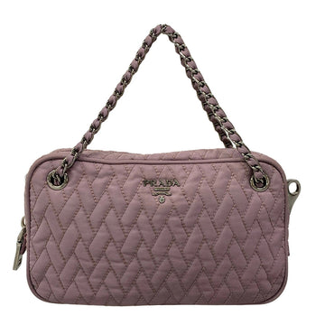 Prada Light Purple Nylon Leather Handbag