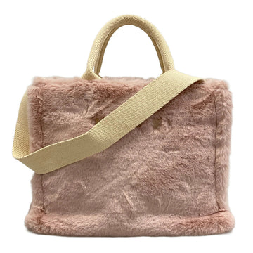 Marni Pink Cream Fake Fur Canvas Tote