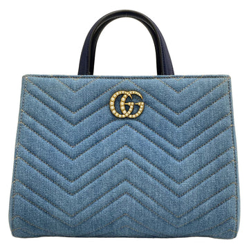 Gucci Gg Marmont Blue Navy Denim Leather