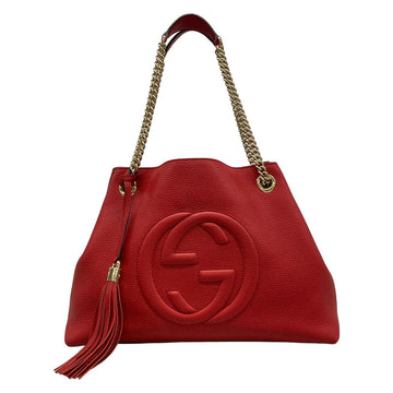Gucci Soho Red Gold Leather Shoulder Bag