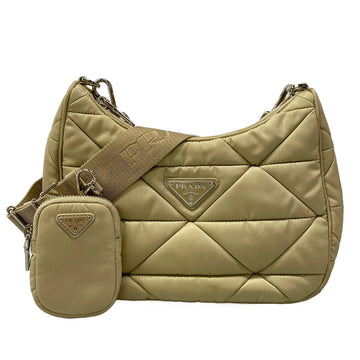 Prada Padded Re-Nylon Shoulder Bag Beige