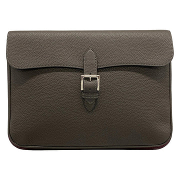 Moynat Dark Brown Bordeaux Leather Mens