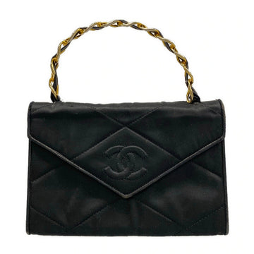 Chanel Black Satin Handbag Gold Hardware