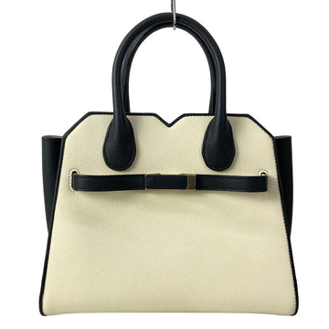 Valextra Milan Bag Cream Black Leather