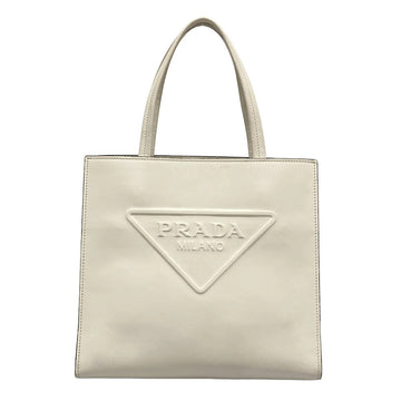 Prada Soft Calf Triangle Logo Tote Bag