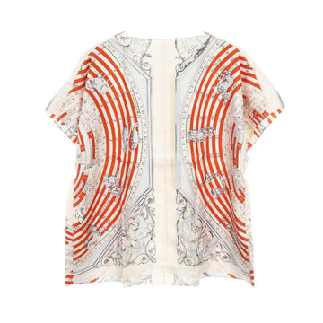 Hermes T-Shirt Blouse Tops Silk Beige