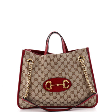 Gucci Horsebit Chain Tote Gg Canvas With