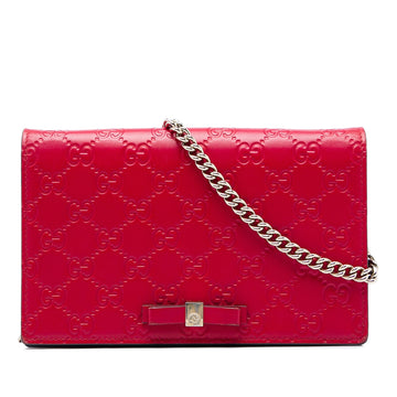 Gucci Mini Ssima Bow Signature Wallet On