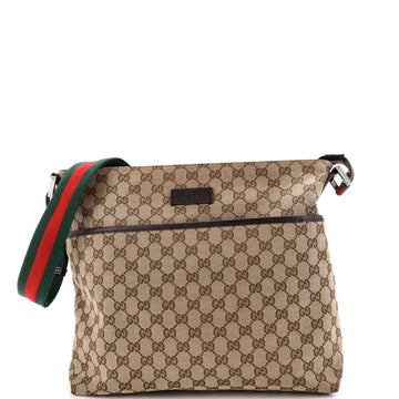 Gucci Web Strap Zip Messenger Bag Gg
