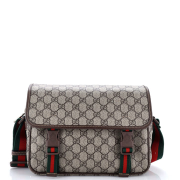Gucci Web Buckle Messenger Bag Gg Coated