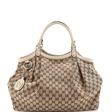 Gucci Sukey Tote Gg Canvas With Leather