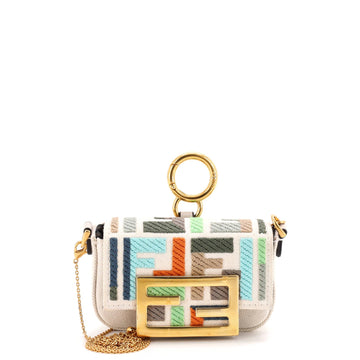 Fendi Chain Baguette Charm Bag Zucca