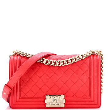 Chanel Boy Flap Bag Quilted Caviar Old
