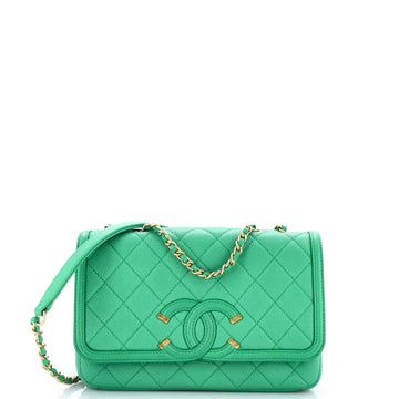 Chanel Filigree Flap Bag Quilted Caviar