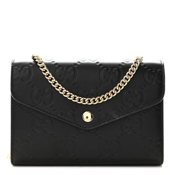Gucci Calfskin Gg Debossed Chain Wallet