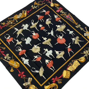 Hermes Carre 90 Black Brown Multi Scarf